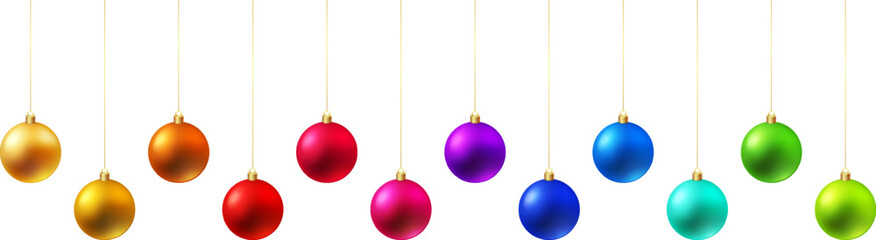 Color Christmas Baubles set isolated on white background.