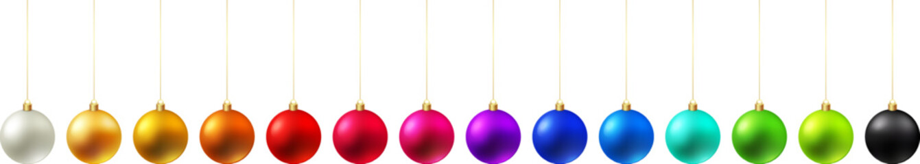 Color Christmas Baubles set isolated on white background.