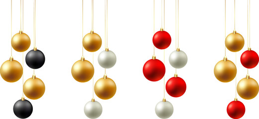 Color Christmas Baubles set isolated on white background.