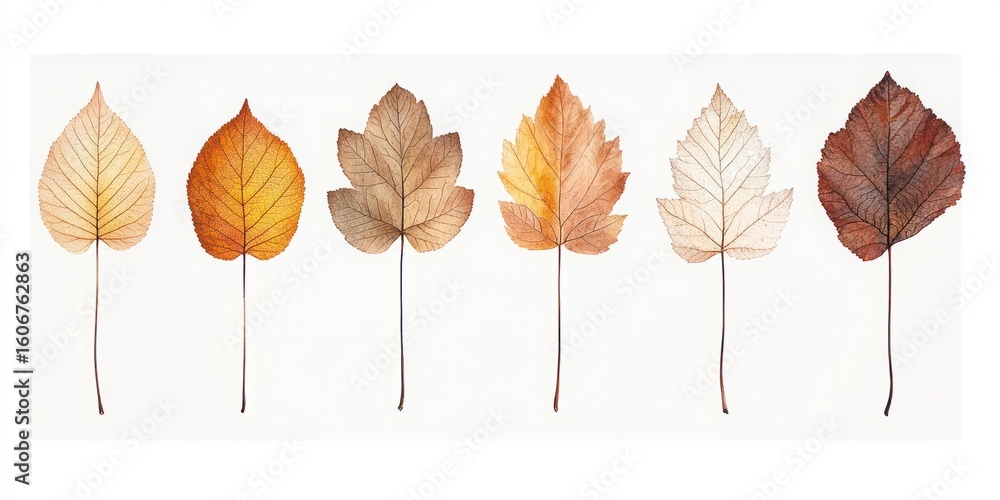 Aufkleber beautiful autumn leaves array displaying vibrant colors and unique shapes in a natural composition