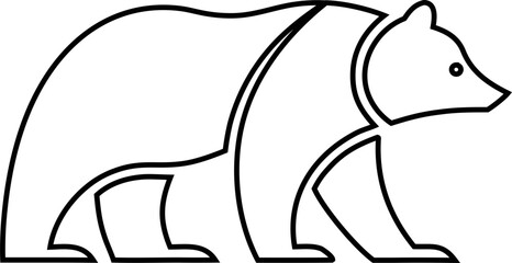 Vector of outlined bear on black, clean and bold for forest branding, wildlife clubs, and hiking products.

