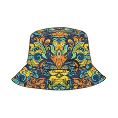 Colorful patterned bucket hat with floral design  
