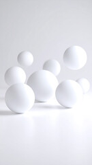 Floating White Spheres: Minimalist 3D Abstract Background