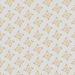 Seamless Monochrome Floral Backdrop Pattern With Hand Drawn Geometric In Retro Graceful Style. Trend Print For Textiles And Wallpaper On Isolated Background.