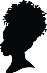African Woman Icon Black Flat and Line Style Female Portrait Symbol Collection – Group of Ethnic Lady, Tribal Beauty, Afro Hair, Headwrap, Silhouette Vector Illustrations