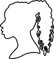African Woman Icon Black Flat and Line Style Female Portrait Symbol Collection – Group of Ethnic Lady, Tribal Beauty, Afro Hair, Headwrap, Silhouette Vector Illustrations