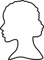 African Woman Icon Black Flat and Line Style Female Portrait Symbol Collection – Group of Ethnic Lady, Tribal Beauty, Afro Hair, Headwrap, Silhouette Vector Illustrations