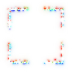 Neon error glitch four corners. Noise glitch with light border