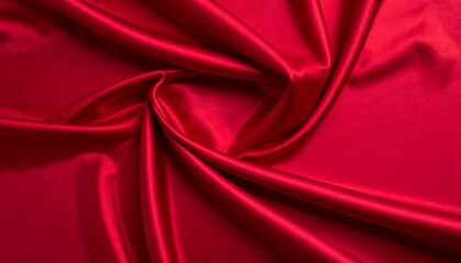 Obraz premium Deep red satin fabric drapes in a swirling pattern