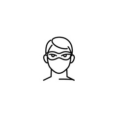 Incognito mode icon featuring a masked person in minimal style on transparent background