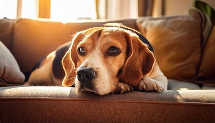 Beagle on Cozy Couch