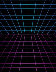 Retro Futuristic Grid Background with Neon Glow