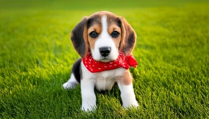 Beagle Puppy with Red Bandana