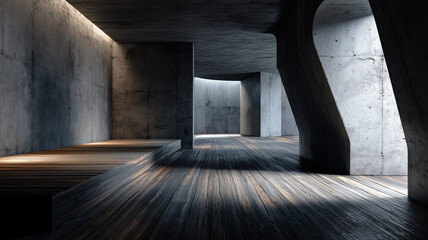 Abstract Interior Architecture With Dark Shadows And Geometric Shapes