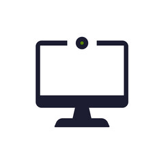 Webcam video computer on white background.