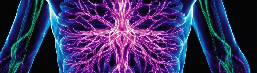 Sudden urge from nervous bladder concept. A stunning visualization of energy pathways in the human body.