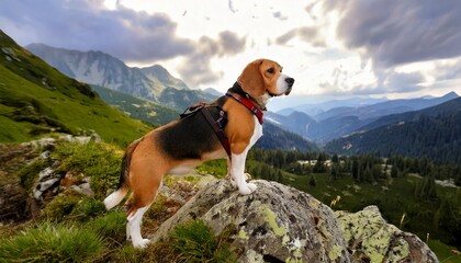 Adventurous Beagle on Hike