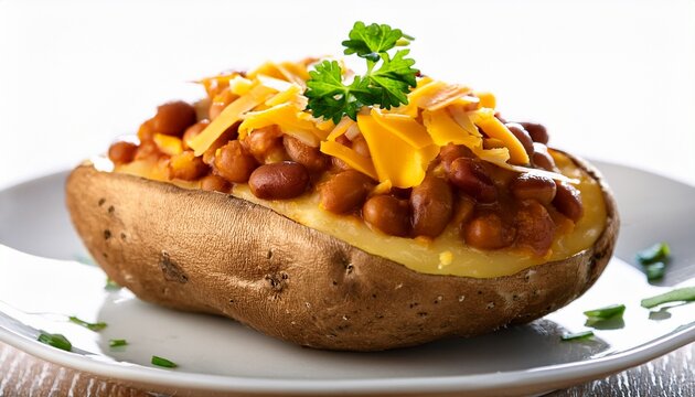 jacket potato with cheese and beans AI generated