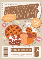 Homemade Bakery Flyer Invitation with Desserts