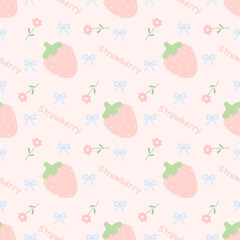 seamless pattern with strawberry and flowers , fabric patterns, gift wrapping paper, notebook cover, phone case pattern 