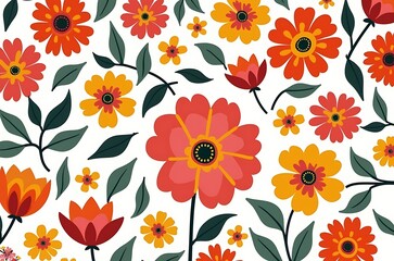 Vibrant Summer Floral Seamless Pattern Background Design ai generated