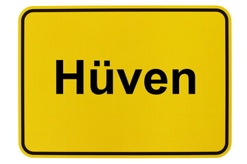 Illustration eines Ortsschildes der Gemeinde Hüven in Niedersachsen