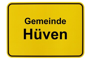 Illustration eines Ortsschildes der Gemeinde Hüven in Niedersachsen