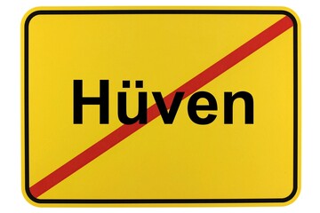 Illustration eines Ortsschildes der Gemeinde Hüven in Niedersachsen