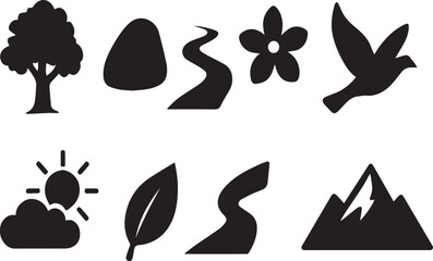 set of vector icons of nature
