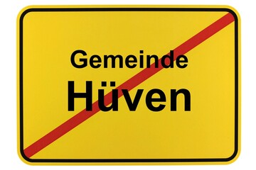 Illustration eines Ortsschildes der Gemeinde Hüven in Niedersachsen