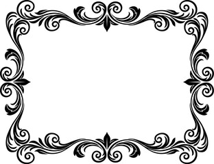 A filigree heraldic crest motif floral pattern border frame. Original design in a vintage style.