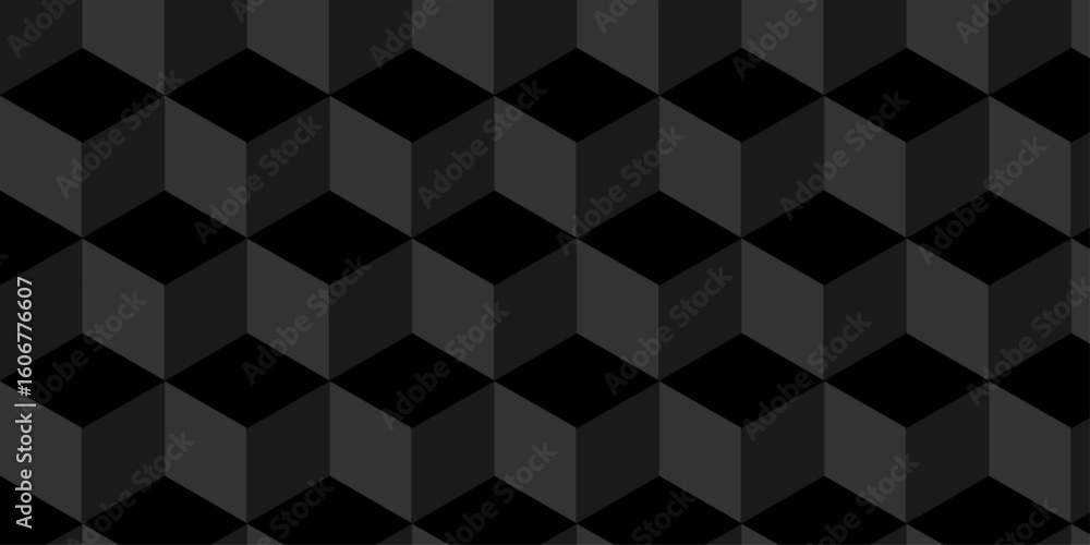 Poster black design triangle cube and mosaic vintage wallpaper. vector square seamless design. abstract dia