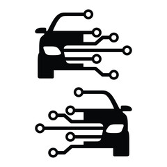 Digital Vehicle Technology Silhouette Connected Car Concept
