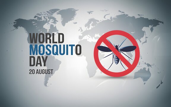 World mosquito day august 20th with no mosquito symbol on world map
