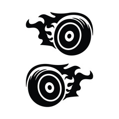 Burning Wheel Vector High-Speed Racing Fire Tire Icon