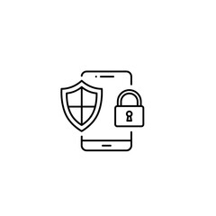 Two-factor authentication icon featuring a smartphone with shield and padlock in minimal style on transparent background