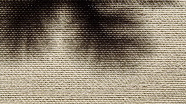 Close-up of a textured fabric surface with a dark, blurred stain or discoloration across the top portion.