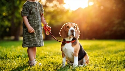 
Beagle with Child in Park