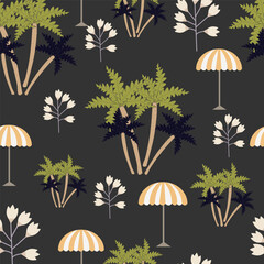 Mobile Cute seamless pattern .Tropical  pattern with flowers and palm trees on a background Colorful design for kids cloth, wallpaper, and any backgrounds. Repeating Pattern for Child.
