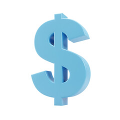 Fototapeta premium A light blue 3d dollar sign symbol isolated on a transparent background isolated on transparent background