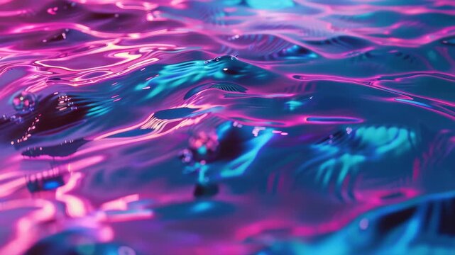 Vibrant pink and purple fluid splashes forming oceanic waves pattern on dark background.