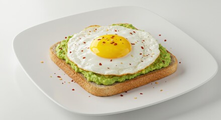 Avocado Toast with Fried Egg and Red Pepper Flakes