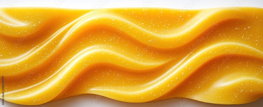 Poster smooth and shiny yellow surface with artistic waves and sparkles for creative projects