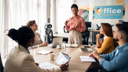 Business Team Meeting in a Modern Creative Workspace