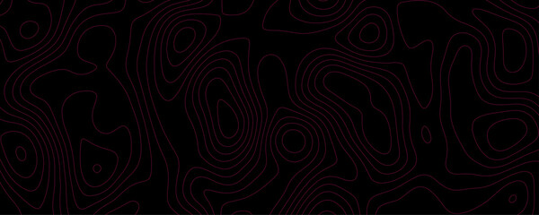 Pink Topographic Contour Lines on Black Background