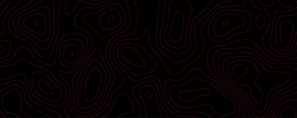 Red Topographic Contour Lines on Black Background topographic map