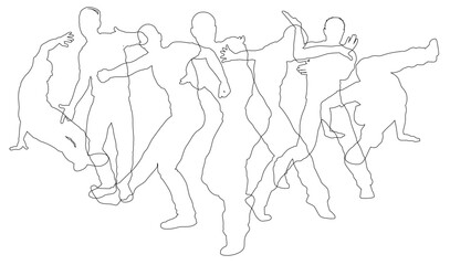 Street dancers dancing silhouette hip hop dance silhouettes poses set