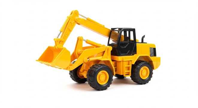 黄色いショベルカー 力強く前進 明るい背景. AI Generated