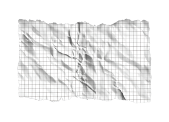 a piece of paper with torn grid lines isolated on a transparent background