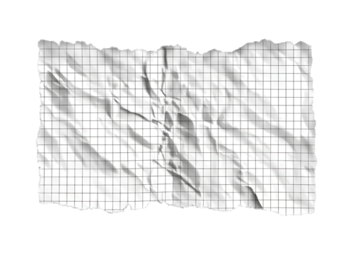 a piece of paper with torn grid lines isolated on a transparent background